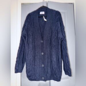 🧶NWT Cozy Navy Blue Women's Tall Cardigan/Sweater size L